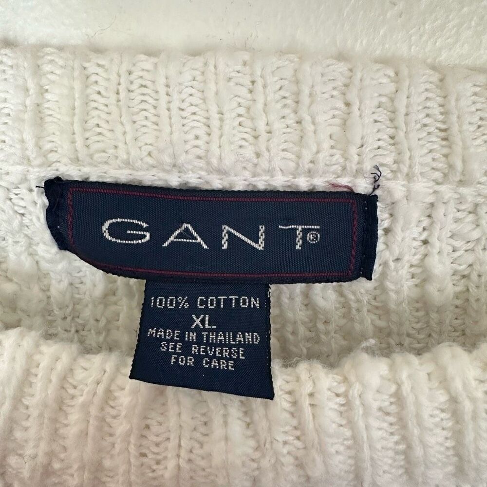 Gant Vintage Men’s Textured Oversized Cotton Primary Rainbow Stripe Grandpa Swea - Picture 3 of 11